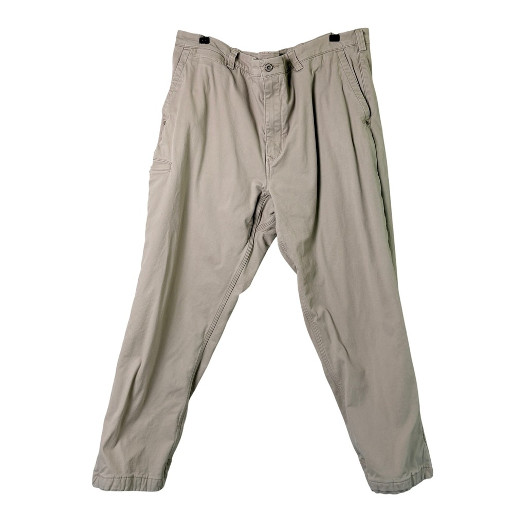 Duluth Trading Flex Ballroom Khakis Flannel Lined Pants Mens 42 x 30 Tan Relaxed